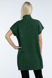 Mock Neck Short Sleeve Sweater Dress with Pocket ZENANA