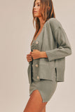 MABLE 3 Pieces Sweater Set with Crop Cami, Mini Skirt, Cardigan Trendsi