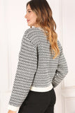 Herringbone Pattern Crew Neck Sweater Lilou