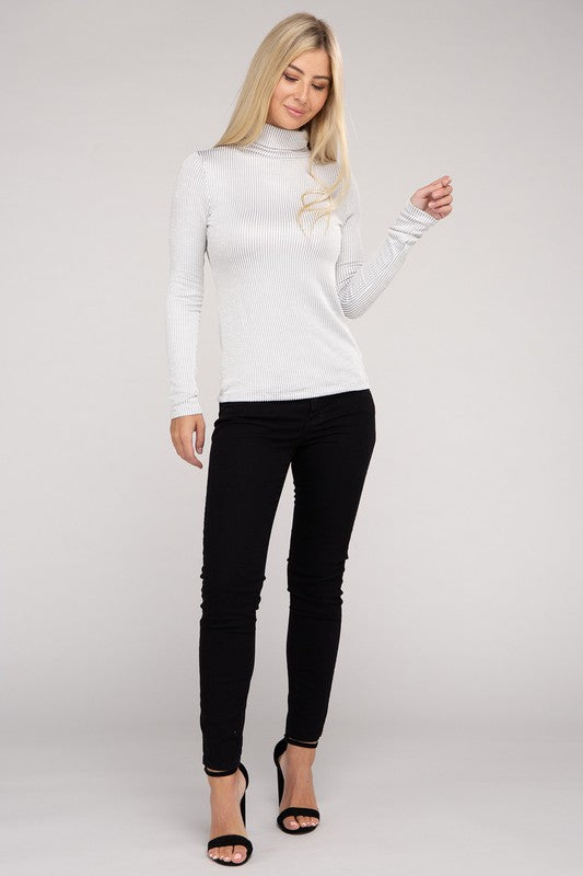 Ribbed Turtle Neck Long Sleeve Top ZENANA