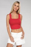 Zenana Cotton Square Neck Cropped Cami Top ZENANA