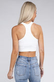 Zenana Sporty Ribbed Cropped Racerback V-Neck Sleeveless Tank Top