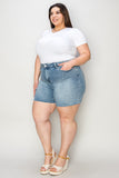 Judy Blue Full Size High Waist Raw Hem Denim Casual Jean Shorts Style #: 15251 Judy Blue