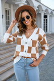 Angel Wings Button-Up V-Neck Dropped Shoulder Cardigan Trendsi