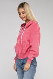 Acid Wash Fleece Cropped Zip-Up Hoodie ZENANA