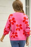 Angel Wings Floral Print Round Neck Dropped Shoulder Pullover Sweater Trendsi