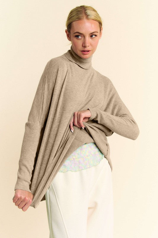 Davi & Dani Turtleneck Long Sleeve Knit Top Trendsi