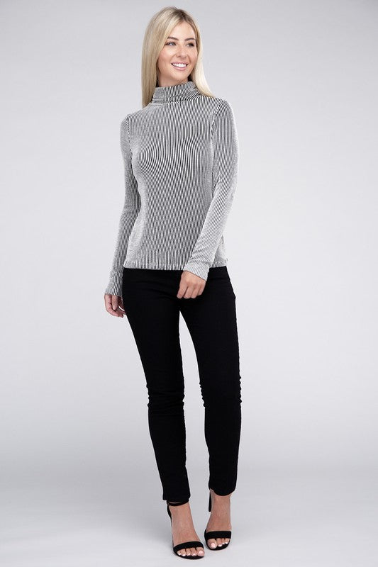 Ribbed Turtle Neck Long Sleeve Top ZENANA