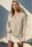 Double Take Full Size Notched Thumbhole Long Sleeve T-Shirt Trendsi