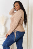 Double Take Drawstring Ribbed Long Sleeve T-Shirt Trendsi