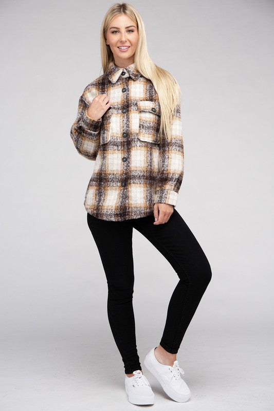 Cozy Plaid Flannel Shacket Ambiance Apparel