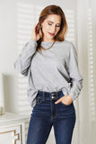 Double Take Seam Detail Round Neck Long Sleeve Top Trendsi