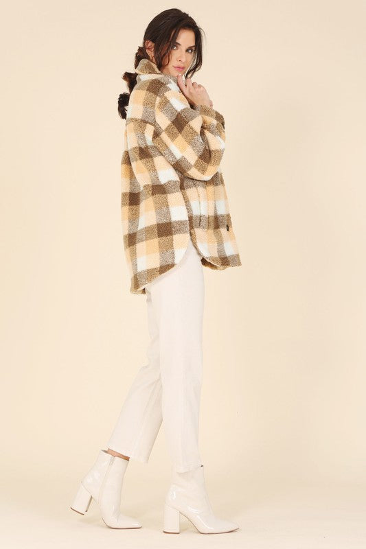 Plaid sherpa jacket with pockets Lilou