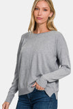 Zenana Front Seam Round Neck Sweater Trendsi