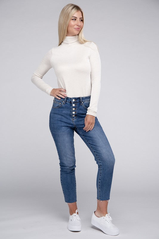 Ribbed Turtle Neck Long Sleeve Top ZENANA