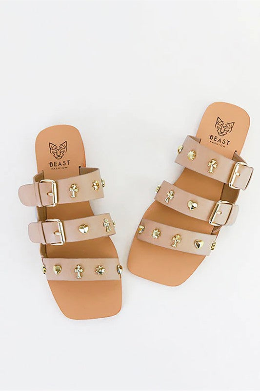 D-LANA-02-STUDDED, FLAT, SANDALS - Rosa Apparel