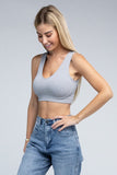 Ambiance Trendy Ribbed V-Neck Cropped Pullover Tank Top Ambiance Apparel