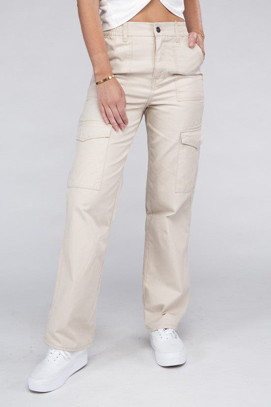 Ambiance Casual Everyday Wear Elastic-Waist Cargo Pants