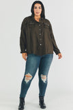 Plus Distressed hem button down oversize shirt Davi & Dani