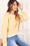 Herringbone Pattern Crew Neck Sweater Lilou