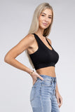 Zenana Sporty Ribbed Cropped Racerback V-Neck Sleeveless Tank Top