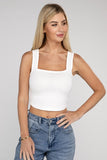 Zenana Cotton Square Neck Cropped Cami Top ZENANA