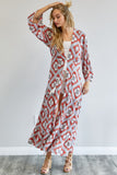 Printed Long Sleeve Loose Kimono Davi & Dani