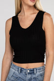 Zenana Casual Ribbed Scoop Neck Cropped Sleeveless Top ZENANA