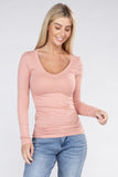 Essential V-Neck Long Sleeve T-Shirt Ambiance Apparel