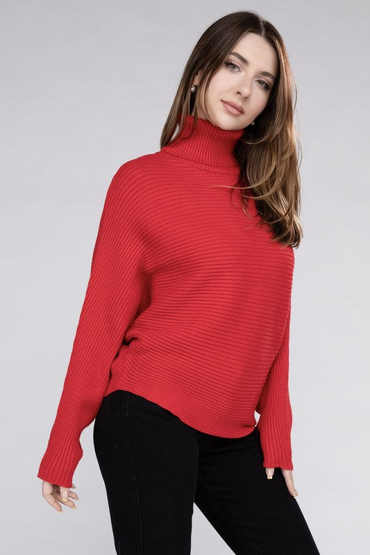 Viscose Dolman Sleeve Turtleneck Sweater ZENANA