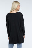 Hi-Low Hem Front Seam Sweater ZENANA