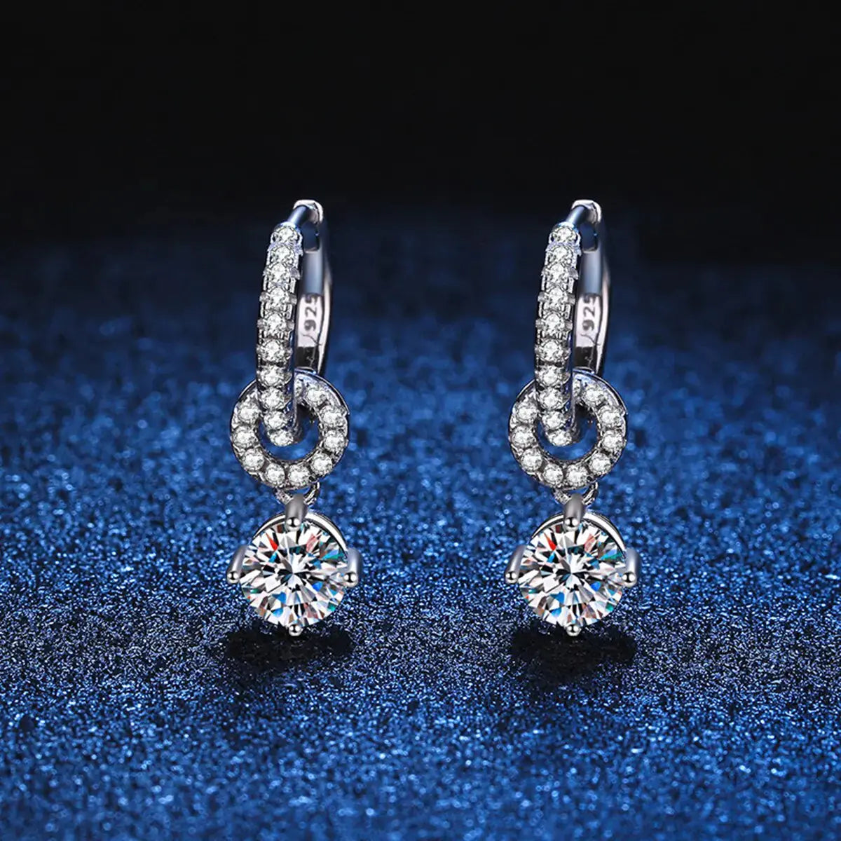 925 Silver Genuine Moissanite Diamond Drop Earrings - Rosa Apparel