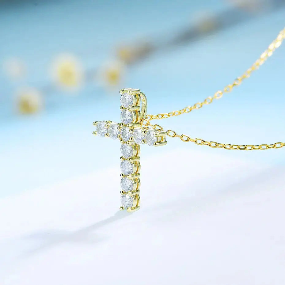 925 Silver Moissanite Diamond Cross Pendants For Women - Rosa Apparel