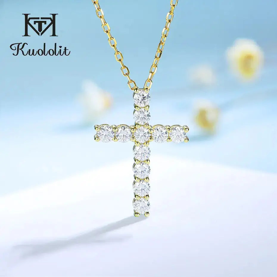 925 Silver Moissanite Diamond Cross Pendants For Women - Rosa Apparel