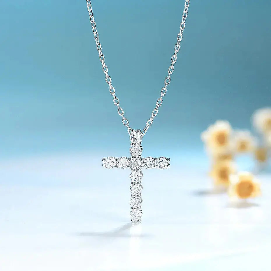 925 Silver Moissanite Diamond Cross Pendants For Women - Rosa Apparel