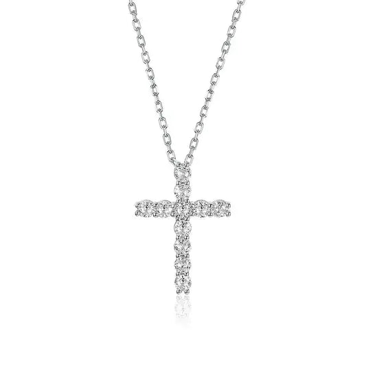 925 Silver Moissanite Diamond Cross Pendants For Women - Rosa Apparel