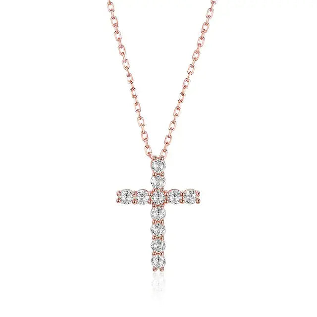 925 Silver Moissanite Diamond Cross Pendants For Women - Rosa Apparel