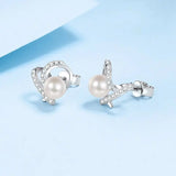 925 Sterling Silver Freshwater Pearl Engagement Stud Earring - Rosa Apparel