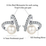 925 Sterling Silver Freshwater Pearl Engagement Stud Earring - Rosa Apparel