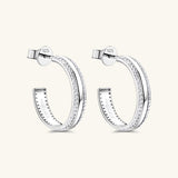 925 Sterling Silver Inlaid Moissanite C-Hoop Earrings - Rosa Apparel