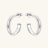 925 Sterling Silver Inlaid Moissanite C-Hoop Earrings - Rosa Apparel