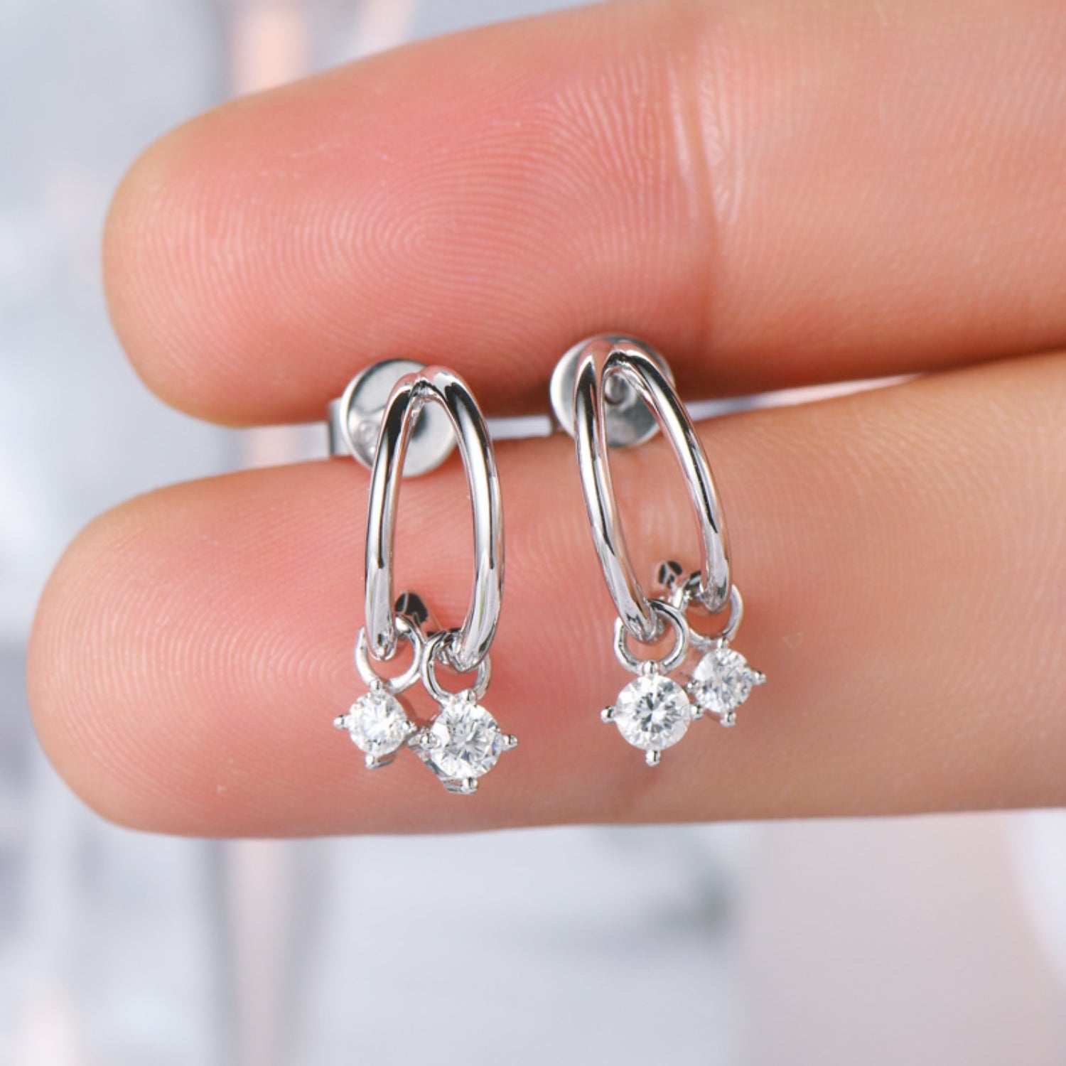 925 Sterling Silver Moissanite C-Hoop Earrings - Rosa Apparel