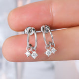 925 Sterling Silver Moissanite C-Hoop Earrings - Rosa Apparel