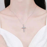 925 Sterling Silver Moissanite Diamond Cross Necklace - Rosa Apparel