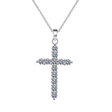 925 Sterling Silver Moissanite Diamond Cross Necklace - Rosa Apparel