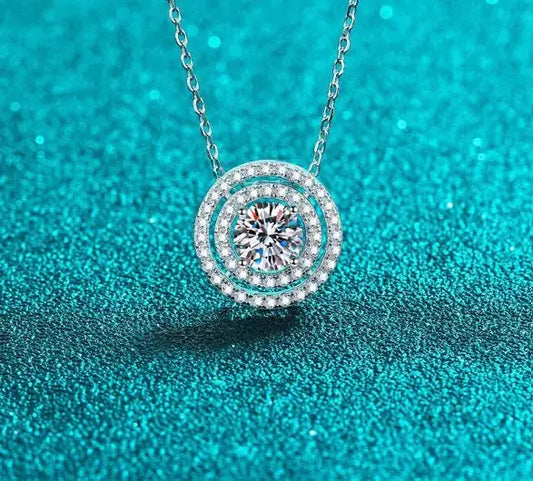 925 Sterling Silver Real Mosamite Diamond Pendant Necklace - Rosa Apparel