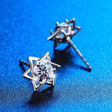 925 Sterling Silver Shinny Hexagram Moissanite Diamond Stud Earrings - Rosa Apparel