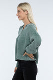 Washed Collared Henley Sweater ZENANA