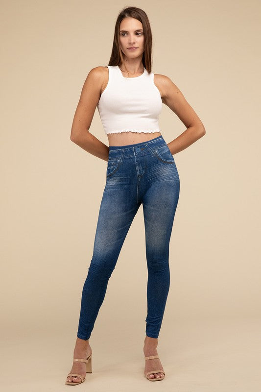 Lilou High-Rise Waist Stretchy Fit Denim Leggings Lilou