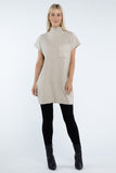 Mock Neck Short Sleeve Sweater Dress with Pocket ZENANA